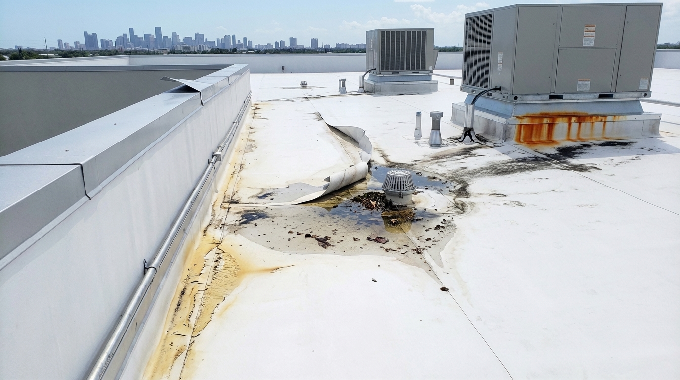 Flat roof before repair