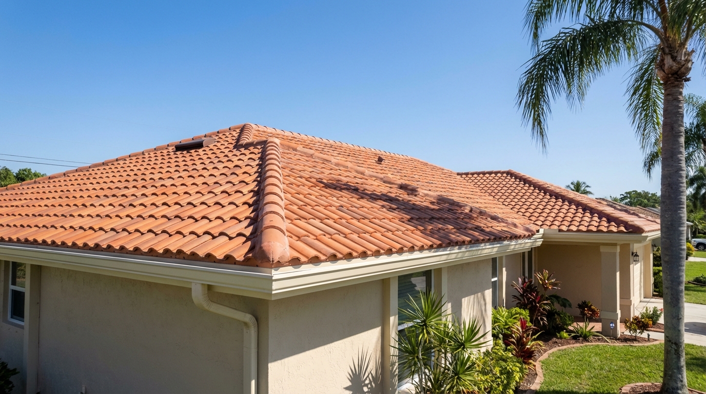 Tile roof after repair in Plantation
